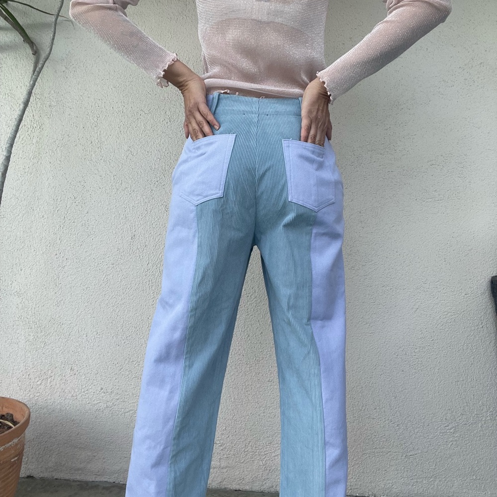 Papermoon Blue and Lavender Wide Leg Pants